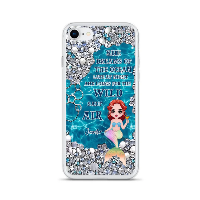 Custom Personalized Mermaid Phone Case - Gift Idea For Ocean Lovers/Mermaid - She Dreams Of The Ocean Late At Night  - Case For iPhone & Samsung