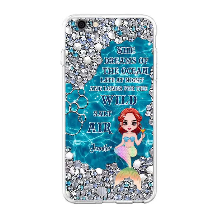 Custom Personalized Mermaid Phone Case - Gift Idea For Ocean Lovers/Mermaid - She Dreams Of The Ocean Late At Night  - Case For iPhone & Samsung