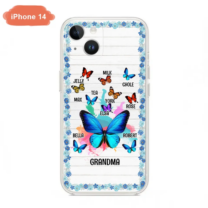 Custom Personalized Butterfly Grandma iPhone/ Samsung Phone Case - Up to 10 Kid's Name - Mother's Day Gift Idea For Grandma