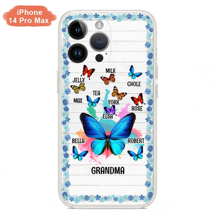 Custom Personalized Butterfly Grandma iPhone/ Samsung Phone Case - Up to 10 Kid's Name - Mother's Day Gift Idea For Grandma