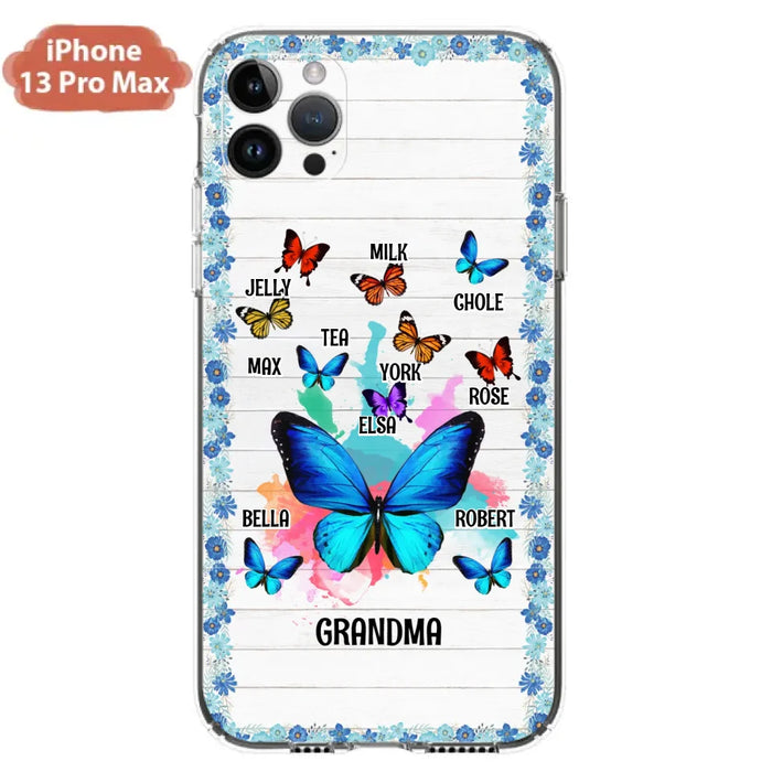 Custom Personalized Butterfly Grandma iPhone/ Samsung Phone Case - Up to 10 Kid's Name - Mother's Day Gift Idea For Grandma