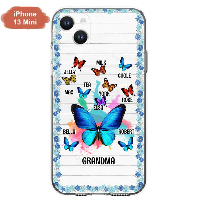 Custom Personalized Butterfly Grandma iPhone/ Samsung Phone Case - Up to 10 Kid's Name - Mother's Day Gift Idea For Grandma