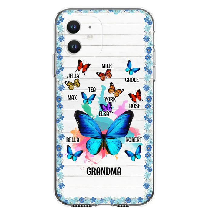 Custom Personalized Butterfly Grandma iPhone/ Samsung Phone Case - Up to 10 Kid's Name - Mother's Day Gift Idea For Grandma