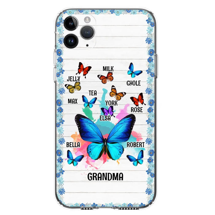 Custom Personalized Butterfly Grandma iPhone/ Samsung Phone Case - Up to 10 Kid's Name - Mother's Day Gift Idea For Grandma