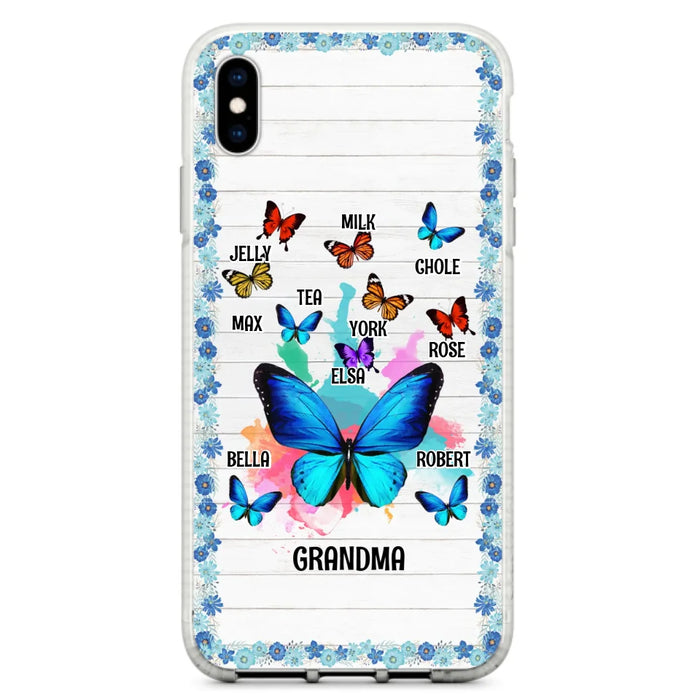 Custom Personalized Butterfly Grandma iPhone/ Samsung Phone Case - Up to 10 Kid's Name - Mother's Day Gift Idea For Grandma