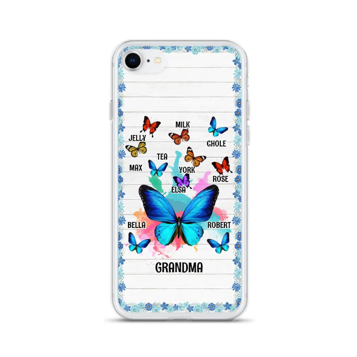 Custom Personalized Butterfly Grandma iPhone/ Samsung Phone Case - Up to 10 Kid's Name - Mother's Day Gift Idea For Grandma