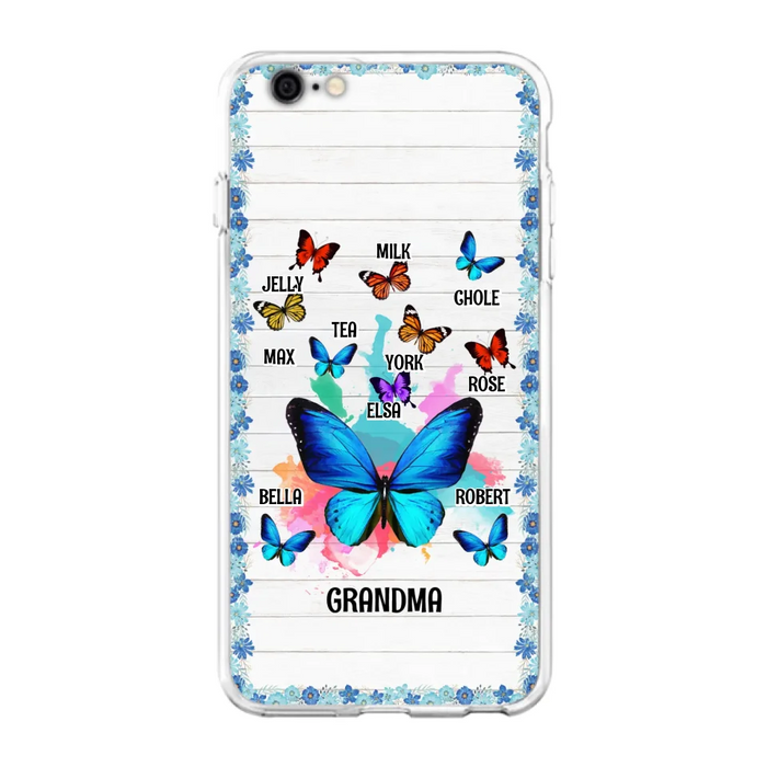 Custom Personalized Butterfly Grandma iPhone/ Samsung Phone Case - Up to 10 Kid's Name - Mother's Day Gift Idea For Grandma