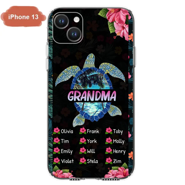 Custom Personalized Turtle Grandma iPhone/ Samsung Phone Case - Up to 12 Kid's Name - Mother's Day Gift Idea For Grandma