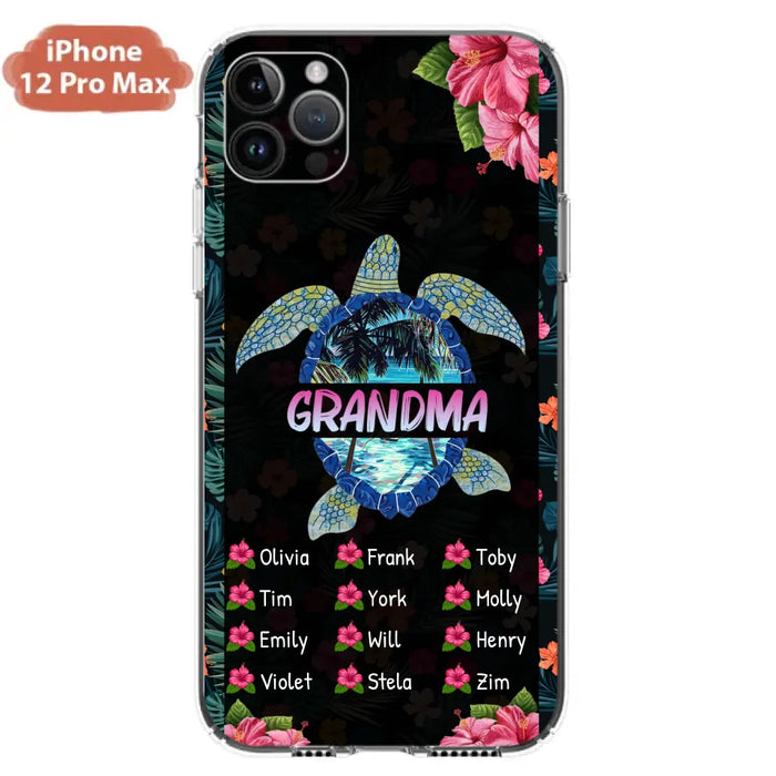 Custom Personalized Turtle Grandma iPhone/ Samsung Phone Case - Up to 12 Kid's Name - Mother's Day Gift Idea For Grandma