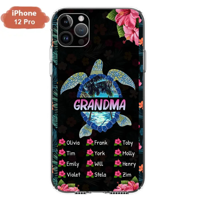 Custom Personalized Turtle Grandma iPhone/ Samsung Phone Case - Up to 12 Kid's Name - Mother's Day Gift Idea For Grandma