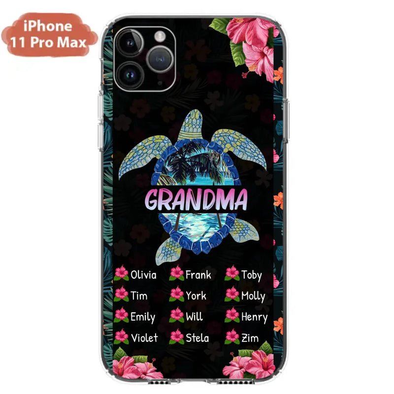 Custom Personalized Turtle Grandma iPhone/ Samsung Phone Case - Up to 12 Kid's Name - Mother's Day Gift Idea For Grandma