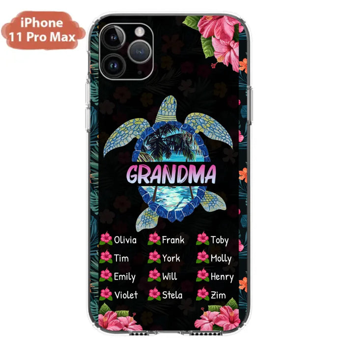 Custom Personalized Turtle Grandma iPhone/ Samsung Phone Case - Up to 12 Kid's Name - Mother's Day Gift Idea For Grandma