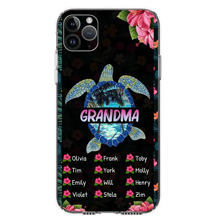 Custom Personalized Turtle Grandma iPhone/ Samsung Phone Case - Up to 12 Kid's Name - Mother's Day Gift Idea For Grandma