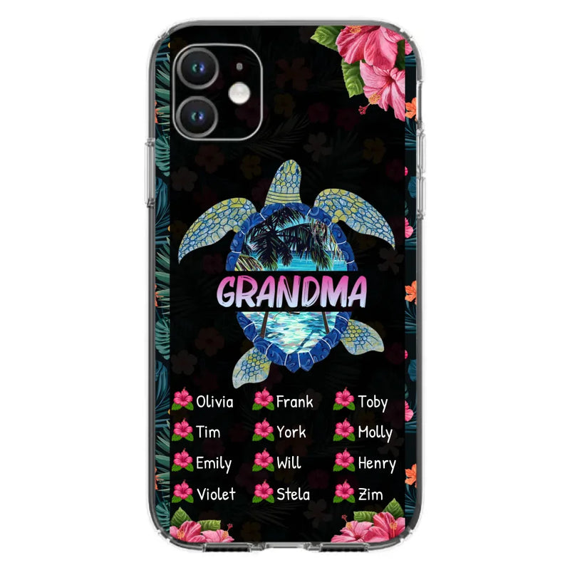 Custom Personalized Turtle Grandma iPhone/ Samsung Phone Case - Up to 12 Kid's Name - Mother's Day Gift Idea For Grandma