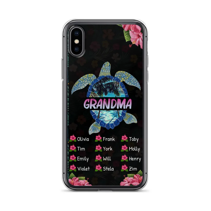 Custom Personalized Turtle Grandma iPhone/ Samsung Phone Case - Up to 12 Kid's Name - Mother's Day Gift Idea For Grandma