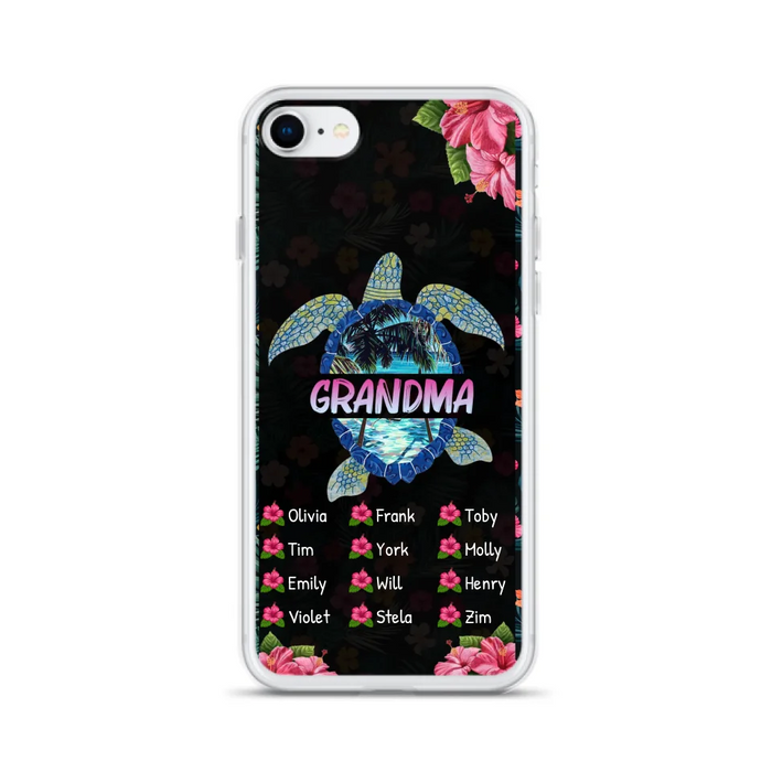 Custom Personalized Turtle Grandma iPhone/ Samsung Phone Case - Up to 12 Kid's Name - Mother's Day Gift Idea For Grandma