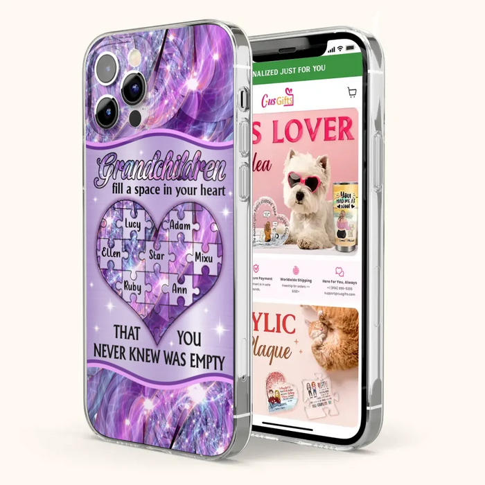 Custom Personalized Grandchildren Phone Case - Upto 7 Kids - Mother's Day Gift Idea For Grandma - Grandchildren Fill A Space In Your Heart That You Never Knew Was Empty - Case For iPhone And Samsung