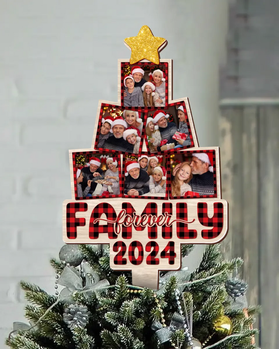 Custom Personalized Family Photo Tree Topper - Christmas Gift Idea for Family - Family Forever