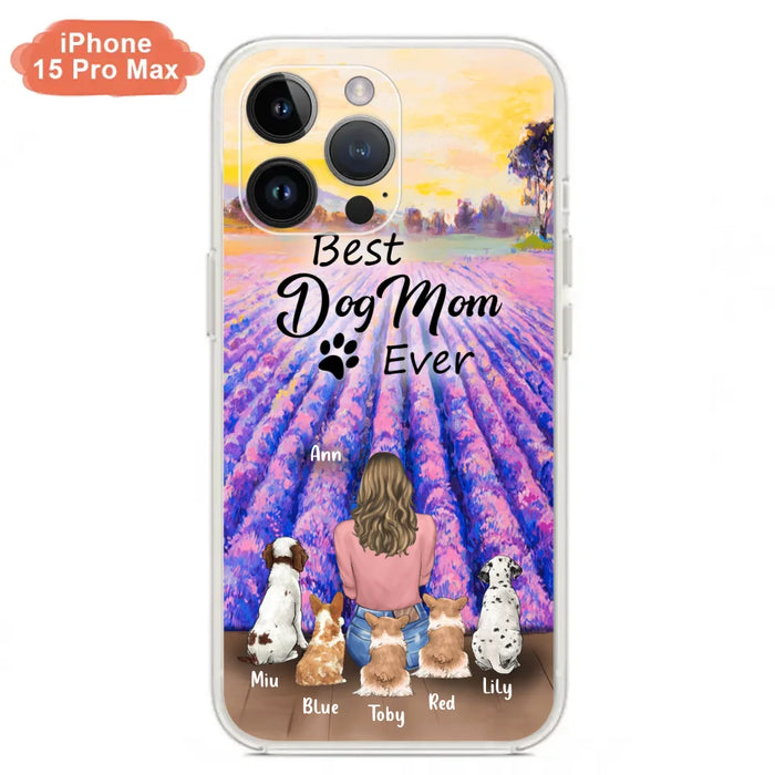 Custom Personalized Dog Mom With Flowers Background Phone Case - Gifts For Dog Lovers With 5 Dogs - You Had Me At Woof - Case For iPhone and Samsung - L4E2ZU