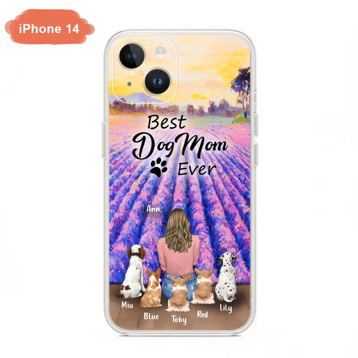 Custom Personalized Dog Mom With Flowers Background Phone Case - Gifts For Dog Lovers With 5 Dogs - You Had Me At Woof - Case For iPhone and Samsung - L4E2ZU