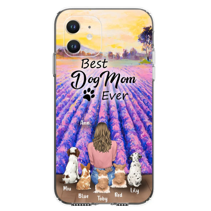 Custom Personalized Dog Mom With Flowers Background Phone Case - Gifts For Dog Lovers With 5 Dogs - You Had Me At Woof - Case For iPhone and Samsung - L4E2ZU