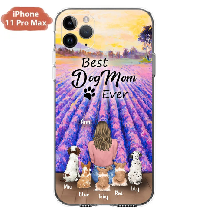 Custom Personalized Dog Mom With Flowers Background Phone Case - Gifts For Dog Lovers With 5 Dogs - You Had Me At Woof - Case For iPhone and Samsung - L4E2ZU