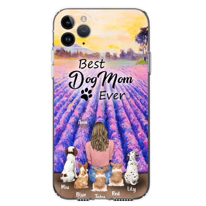 Custom Personalized Dog Mom With Flowers Background Phone Case - Gifts For Dog Lovers With 5 Dogs - You Had Me At Woof - Case For iPhone and Samsung - L4E2ZU