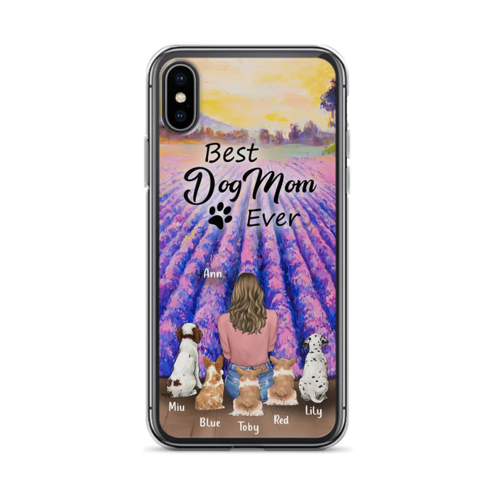 Custom Personalized Dog Mom With Flowers Background Phone Case - Gifts For Dog Lovers With 5 Dogs - You Had Me At Woof - Case For iPhone and Samsung - L4E2ZU