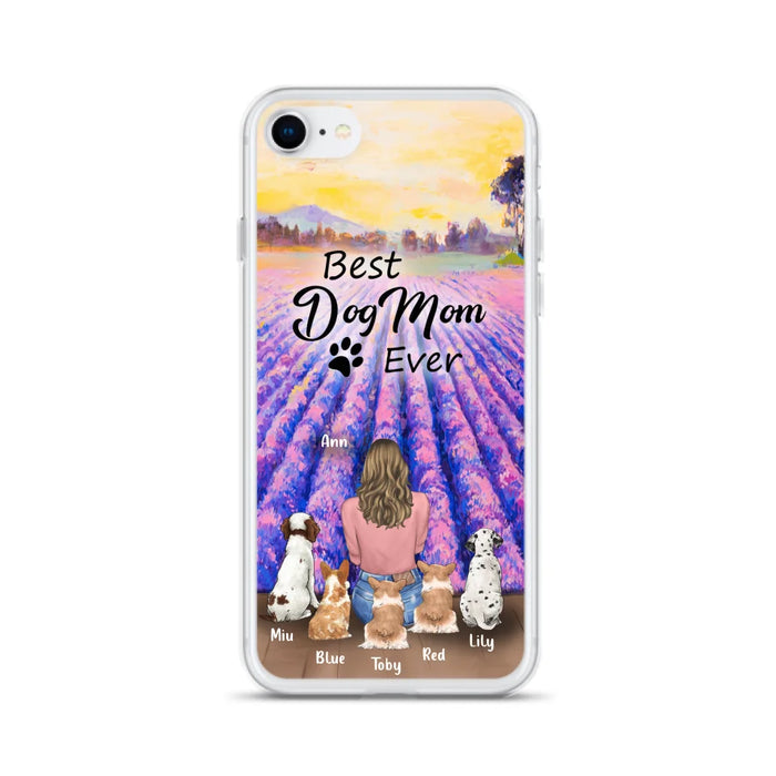 Custom Personalized Dog Mom With Flowers Background Phone Case - Gifts For Dog Lovers With 5 Dogs - You Had Me At Woof - Case For iPhone and Samsung - L4E2ZU