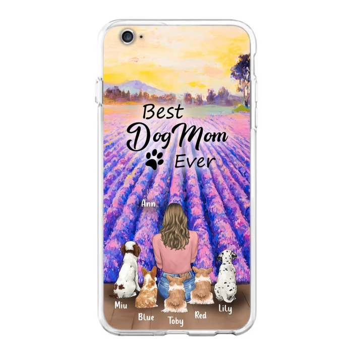 Custom Personalized Dog Mom With Flowers Background Phone Case - Gifts For Dog Lovers With 5 Dogs - You Had Me At Woof - Case For iPhone and Samsung - L4E2ZU