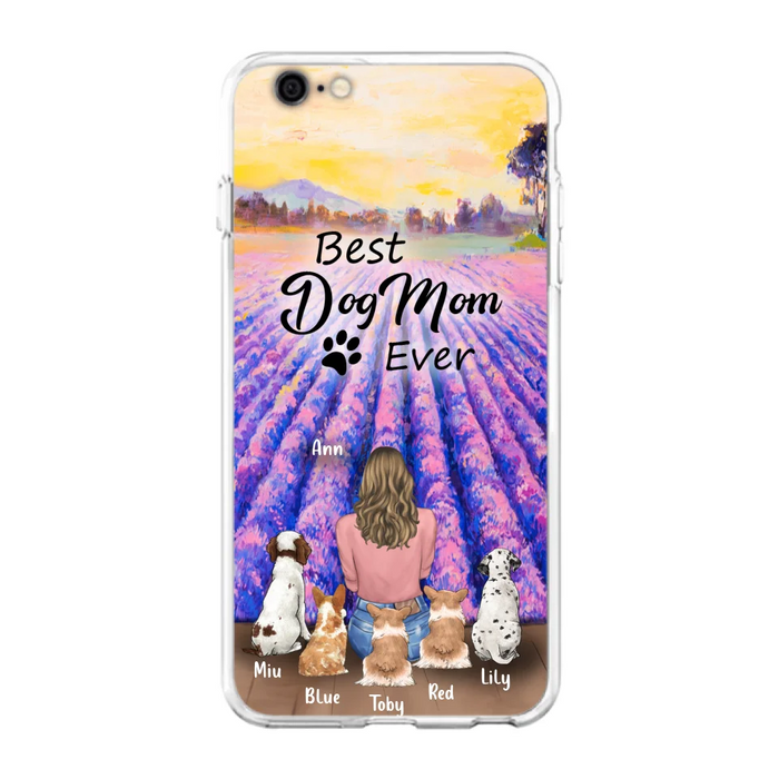 Custom Personalized Dog Mom With Flowers Background Phone Case - Gifts For Dog Lovers With 5 Dogs - You Had Me At Woof - Case For iPhone and Samsung - L4E2ZU