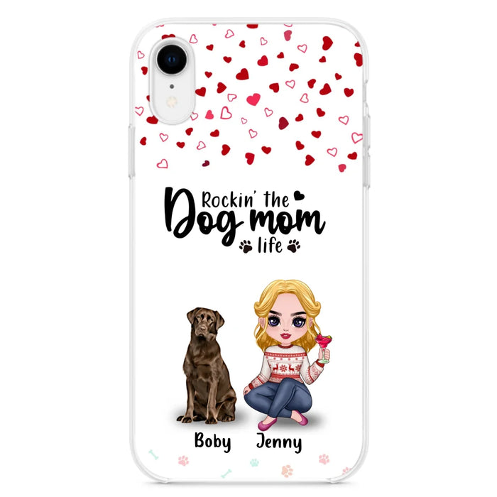 Custom Personalized Dog Mom Front Phone Case - Upto 5 Dogs - Gift Idea For Dog Lover - Rockin' The Dog Mom Life - Case For iPhone And Samsung