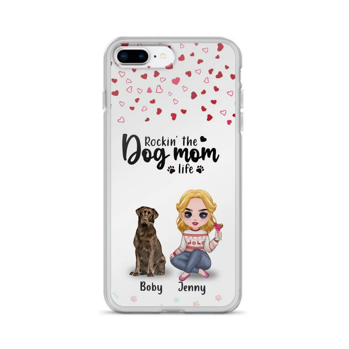 Custom Personalized Dog Mom Front Phone Case - Upto 5 Dogs - Gift Idea For Dog Lover - Rockin' The Dog Mom Life - Case For iPhone And Samsung