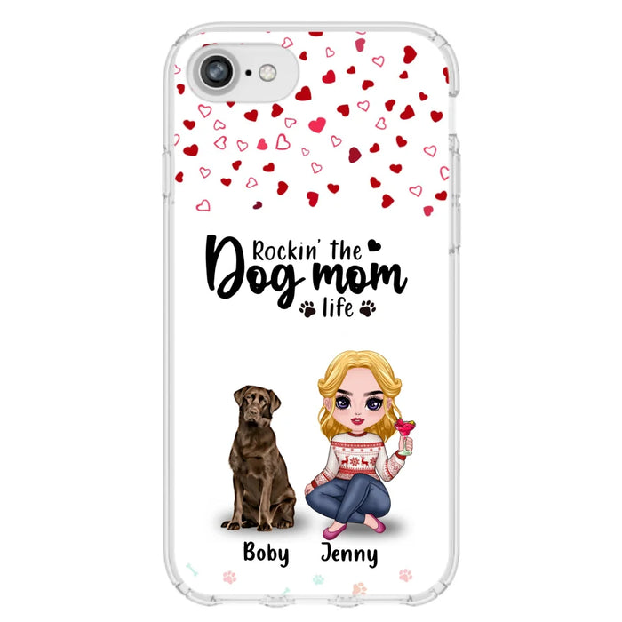 Custom Personalized Dog Mom Front Phone Case - Upto 5 Dogs - Gift Idea For Dog Lover - Rockin' The Dog Mom Life - Case For iPhone And Samsung