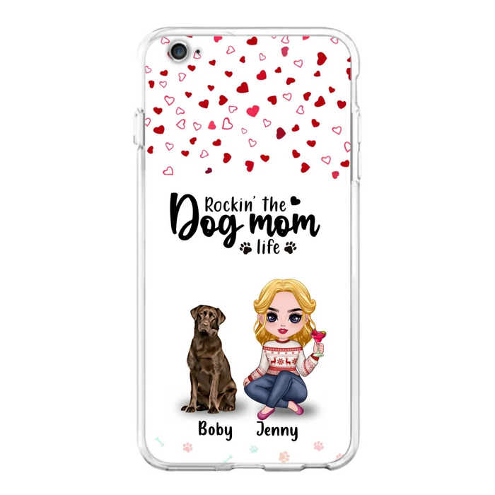 Custom Personalized Dog Mom Front Phone Case - Upto 5 Dogs - Gift Idea For Dog Lover - Rockin' The Dog Mom Life - Case For iPhone And Samsung