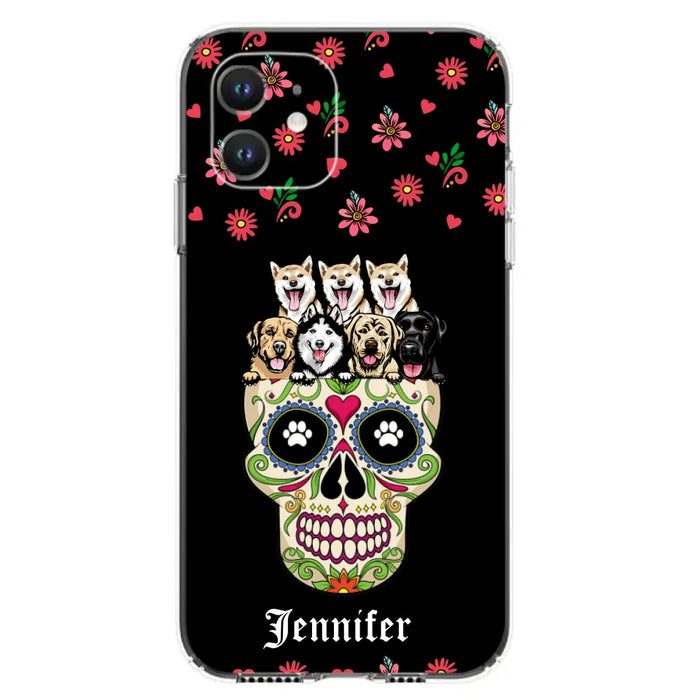 Custom Personalized Sugar Skull Pets Phone Case - Gift for Dog/Cat Lovers - Up to 7 Pets