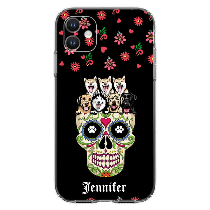 Custom Personalized Sugar Skull Pets Phone Case - Gift for Dog/Cat Lovers - Up to 7 Pets