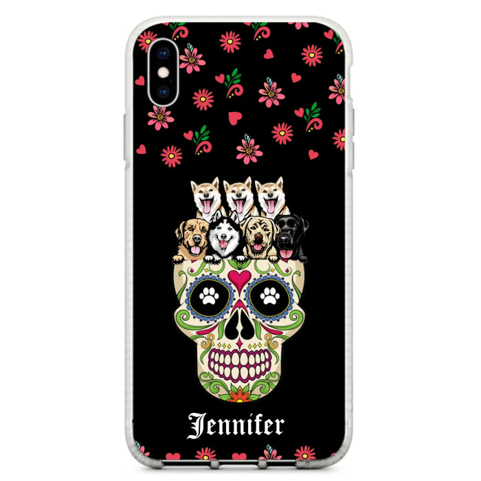 Custom Personalized Sugar Skull Pets Phone Case - Gift for Dog/Cat Lovers - Up to 7 Pets