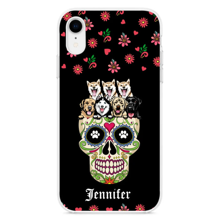 Custom Personalized Sugar Skull Pets Phone Case - Gift for Dog/Cat Lovers - Up to 7 Pets