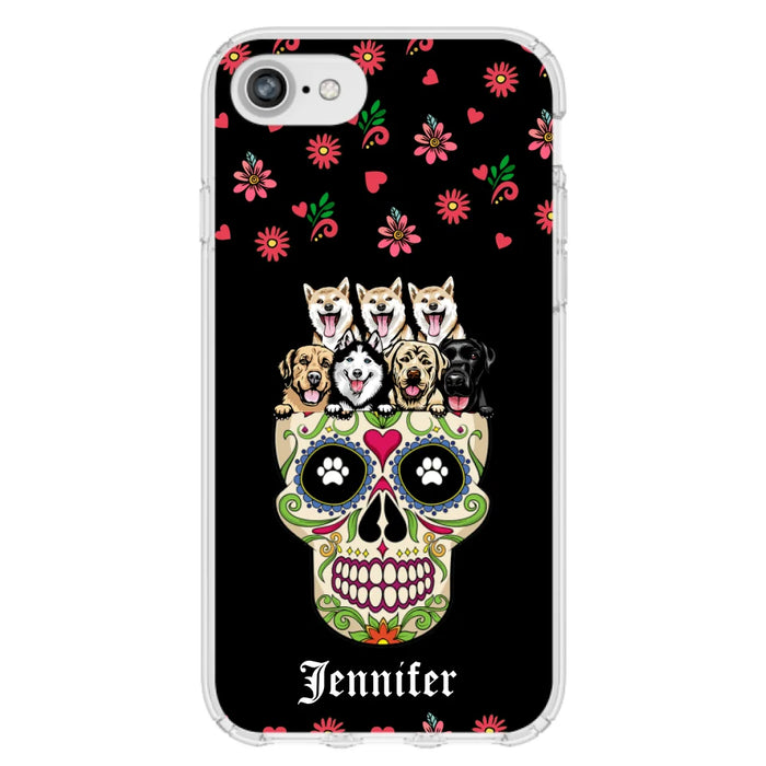 Custom Personalized Sugar Skull Pets Phone Case - Gift for Dog/Cat Lovers - Up to 7 Pets