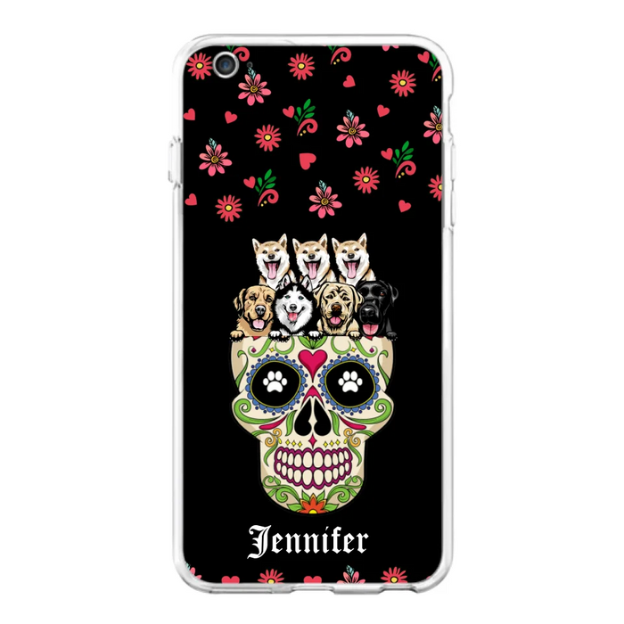 Custom Personalized Sugar Skull Pets Phone Case - Gift for Dog/Cat Lovers - Up to 7 Pets