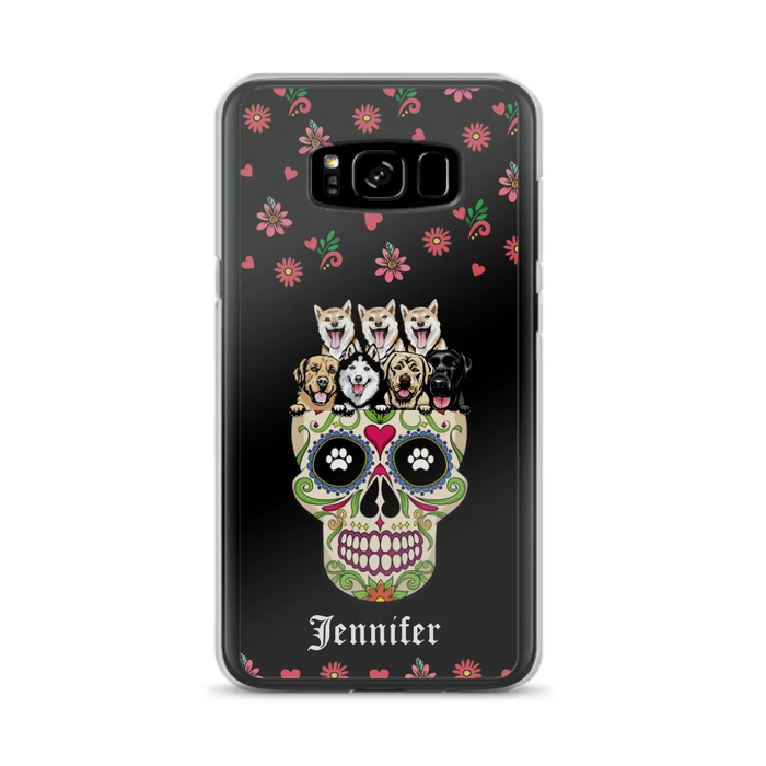 Custom Personalized Sugar Skull Pets Phone Case - Gift for Dog/Cat Lovers - Up to 7 Pets