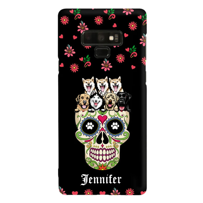 Custom Personalized Sugar Skull Pets Phone Case - Gift for Dog/Cat Lovers - Up to 7 Pets