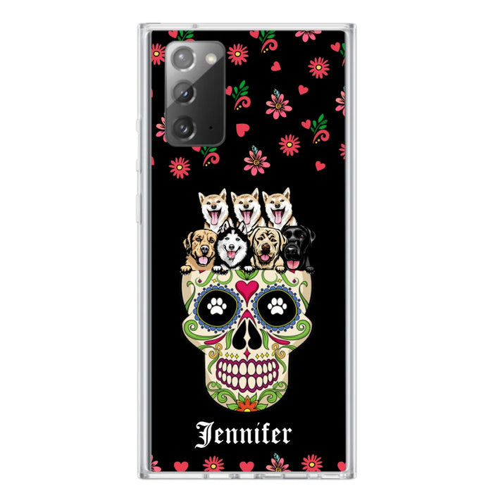 Custom Personalized Sugar Skull Pets Phone Case - Gift for Dog/Cat Lovers - Up to 7 Pets