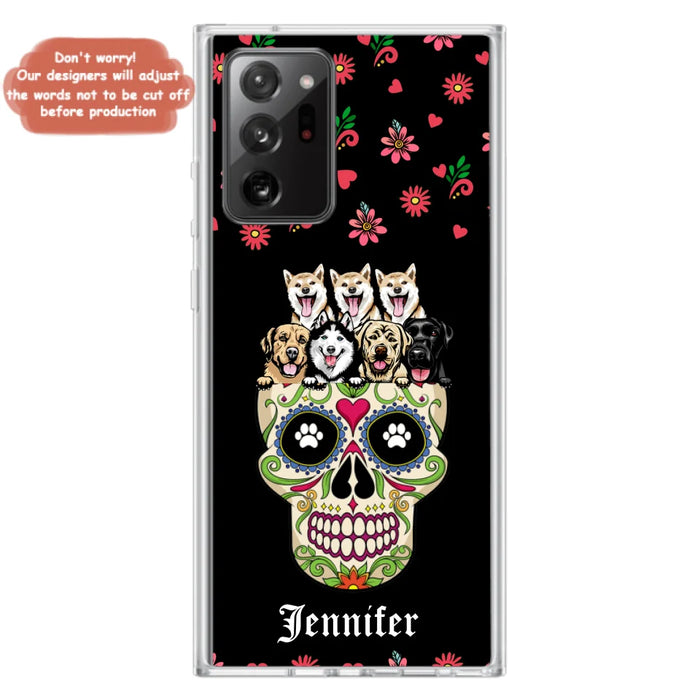 Custom Personalized Sugar Skull Pets Phone Case - Gift for Dog/Cat Lovers - Up to 7 Pets