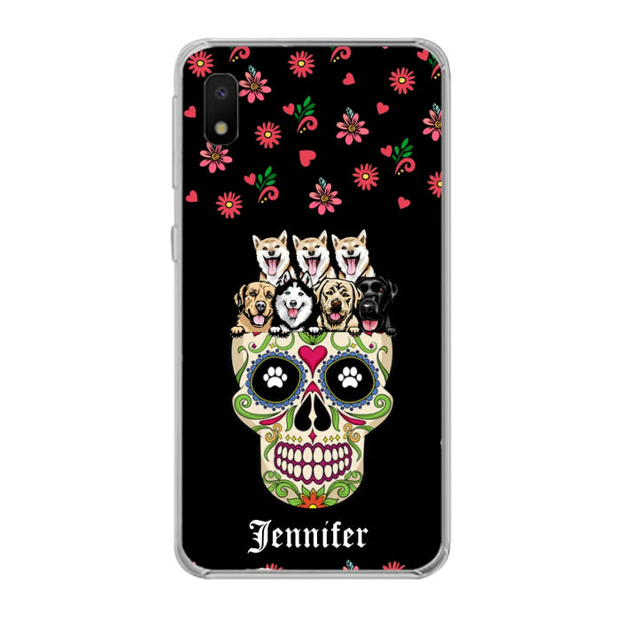 Custom Personalized Sugar Skull Pets Phone Case - Gift for Dog/Cat Lovers - Up to 7 Pets