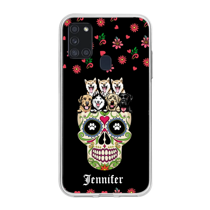 Custom Personalized Sugar Skull Pets Phone Case - Gift for Dog/Cat Lovers - Up to 7 Pets