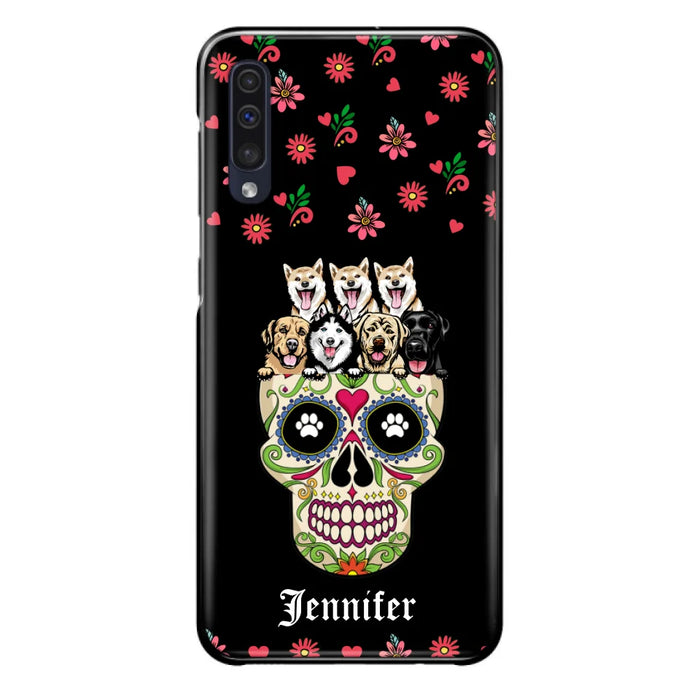 Custom Personalized Sugar Skull Pets Phone Case - Gift for Dog/Cat Lovers - Up to 7 Pets