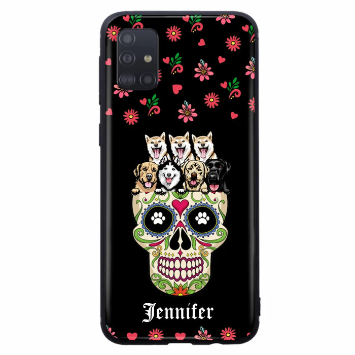 Custom Personalized Sugar Skull Pets Phone Case - Gift for Dog/Cat Lovers - Up to 7 Pets