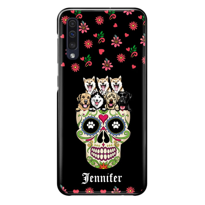 Custom Personalized Sugar Skull Pets Phone Case - Gift for Dog/Cat Lovers - Up to 7 Pets